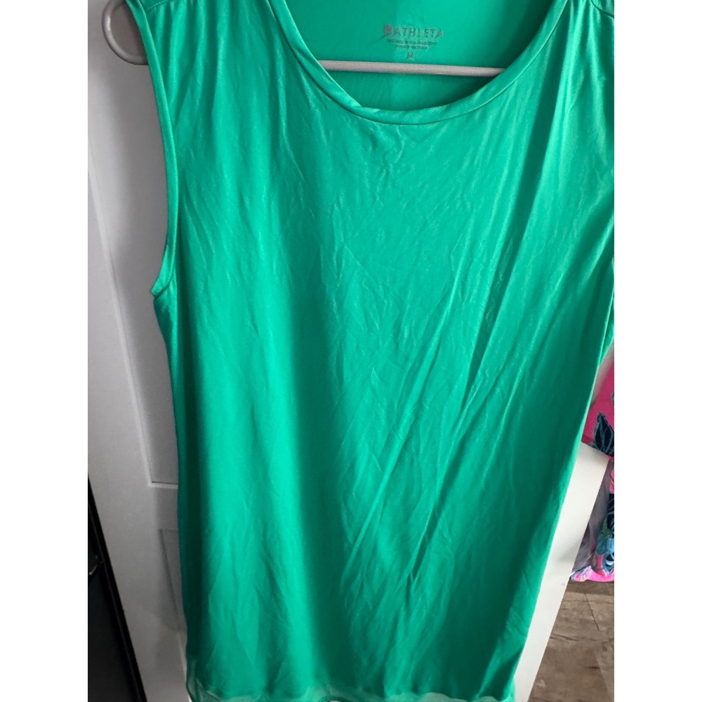 Athleta Womens Green Sleeveless Activewear Tank Top Mesh Trim Size M